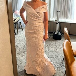 Elegant Off-Shoulder Mother of the Bride Dress Size 8